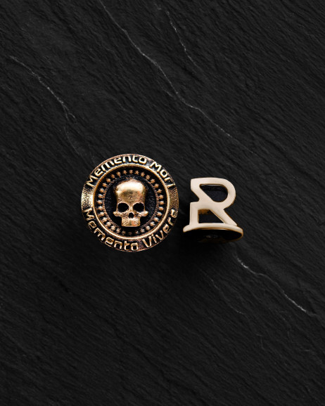 Einelohrstecker MEMENTO MORI. VIVERE MEMENTO (585er Gelbgold)